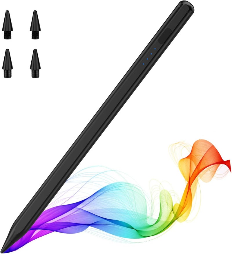 MoKo Pencil for iPad (A16) 11th 10th Gen, Stylus Pen for 2018-2025 Apple iPad 11/10/9/8/7/6/A16, Mini 7/6/5, Air M3/M2 11"/13"/5/4/3, Pro M4 13"/12.9"/11" Tilt Sensitivity, USB-C Fast Charging,Black - Image 1
